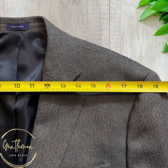 STAFFORD Classic fit Mens Blazer Sport Coat Two Button Jacket 44L Brown Wool - Picture 5 of 10